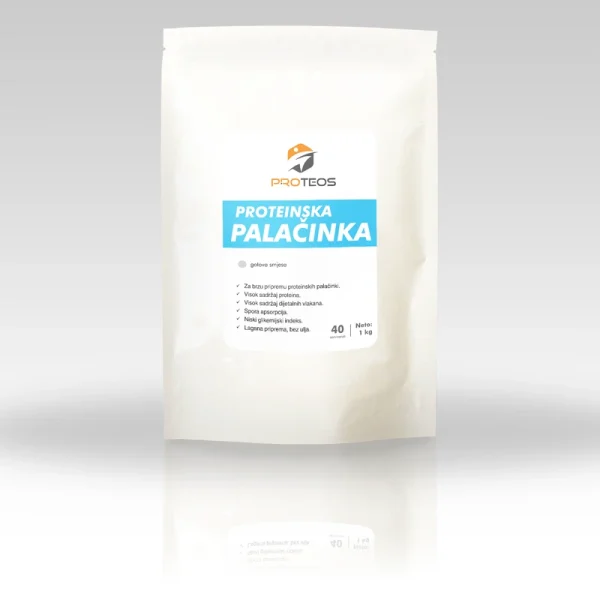 Pakiranje Proteos mješavine za proteinske palačinke s okusom vanilije, idealno za brz i zdrav obrok s visokim udjelom proteina.